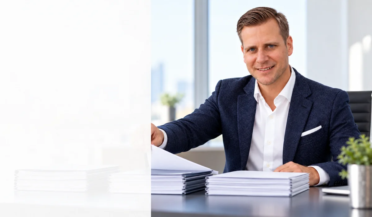 Unternehmer wählt einzelne Rechnungen und Forderungen für selektives Factoring oder Einzelfactoring aus.